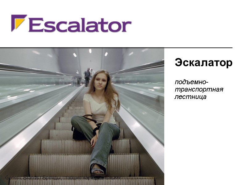 Эскалатор  подъемно-транспортная лестница Generic Brands / Бренды, ставшие нарицательными